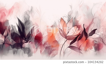 Watercolor Floral Design as Abstract Background, Generative AI 104134282