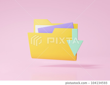 A minimal yellow color mailbox postcard downloadable text electronic mail number concept. pink background 104134593