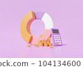 Calculator Japanese coins on purple background, analysis of financial charts. descent book saving education concept 104134600