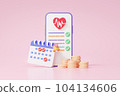 Calendar appointment doctor consult cardiology online medical costs with moving heartbeat pulse line on pink background 104134606