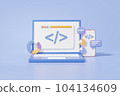 Modern user interface UI-UX design. Mobile system application software development concept. Programming Coding Smartphone Connection 104134609