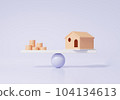 Gold coin Wari Tenpyo conceptual house. Business investment training for general financial institutions 104134613