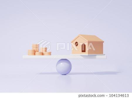 Gold coin Wari Tenpyo conceptual house. Business investment training for general financial institutions 104134613