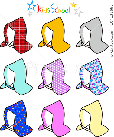 小學生防災罩簡單圖示風格向量素材集 小學生防災罩簡單圖示風格向量素材集 104135669