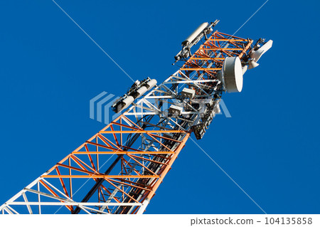 Communications tower with antenna Communications tower with antenna 104135858
