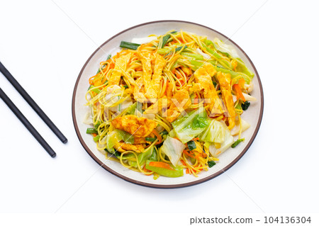 Chinese-styled fried noodle. Asian cuisine 104136304