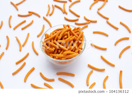 Salt breadsticks on white background. Salt breadsticks on white background. 104136312