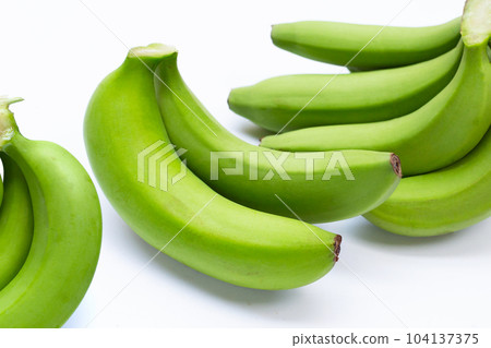 Raw banana isolated on white background. 104137375