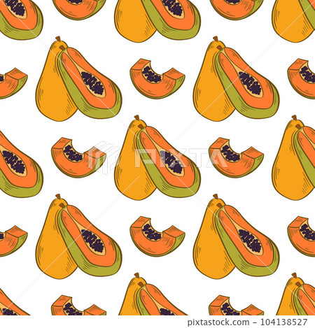 Juicy tropical exotic fruits seamless pattern 104138527