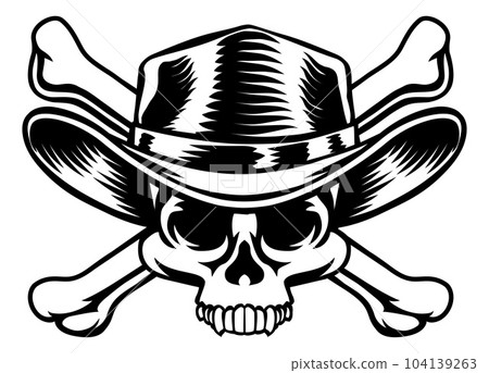 Cowboy Hat Western Skull Pirate Cross Bones 104139263