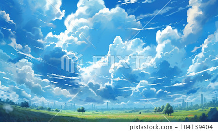 夏日藍天清新雲彩背景 夏日藍天清新雲彩背景 104139404