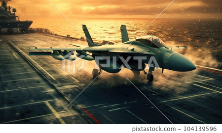 Fighter jet fighter, Fighter jets are taking off from an aircraft carrier. 104139596