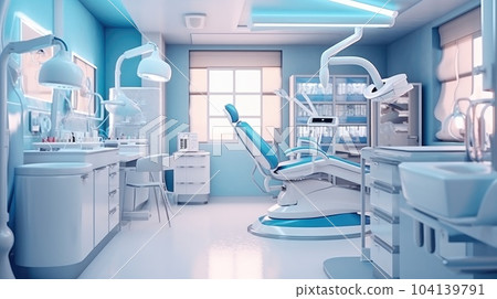 Clean modern dentist,  Dentistry, medicine, medical equipment and stomatology concept. 104139791