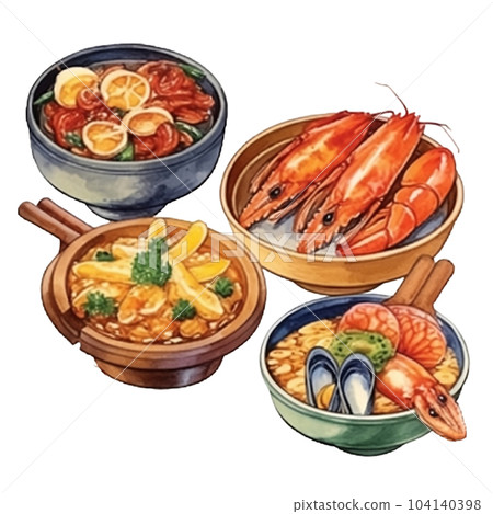 fish, seafood, watercolor, food, illustration, animal, shrimp, menu, Generative AI fish, seafood, watercolor, food, illustration, animal, shrimp, menu, Generative AI 104140398