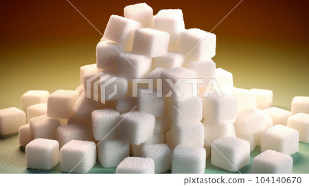 Pieces of white refined sugar, calories, diabetes prevention concept Pieces of white refined sugar, calories, diabetes prevention concept 104140670