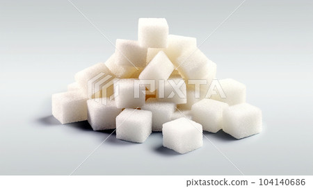 Pieces of white refined sugar, calories, diabetes prevention concept Pieces of white refined sugar, calories, diabetes prevention concept 104140686