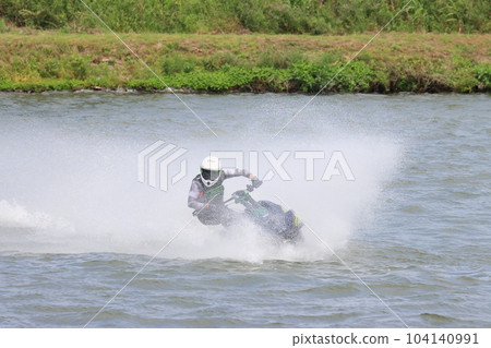 Jet ski that makes a splash and turns marine sports 104140991