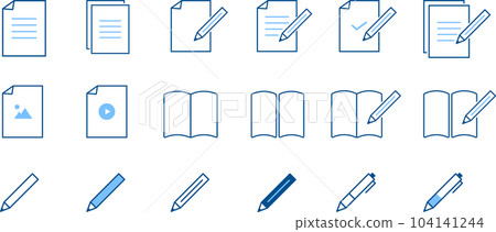 document and pen icon set - Stock Illustration [104141244] - PIXTA