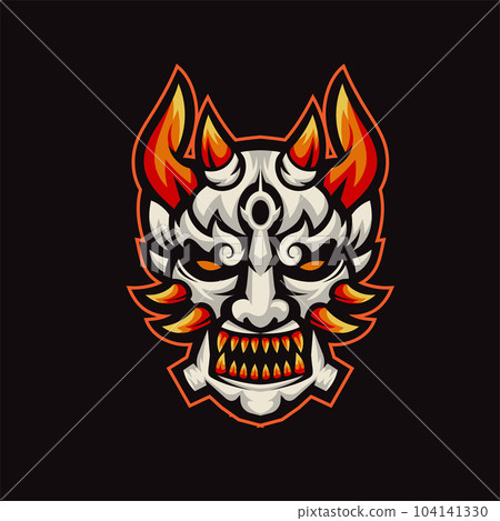 colorful demon mask mascot design in japanese theme 104141330