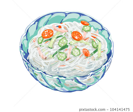 Vector illustration: vermicelli salad Vector illustration: vermicelli salad 104141475