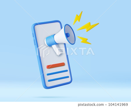 Marketing time concept, realistic 3d megaphone, 104141969