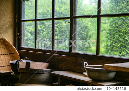 Kitchen scenery of Nambumagari house in Iwate in early summer 104142516