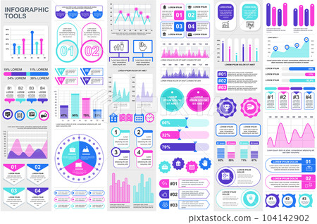 Bundle infographic elements data visualization vector design template. Can be used for steps, business processes, workflow, diagram, flowchart concept, timeline, marketing icons, info graphics. Bundle infographic elements data visualization vector design template. Can be used for steps, business processes, workflow, diagram, flowchart concept, timeline, marketing icons, info graphics. 104142902