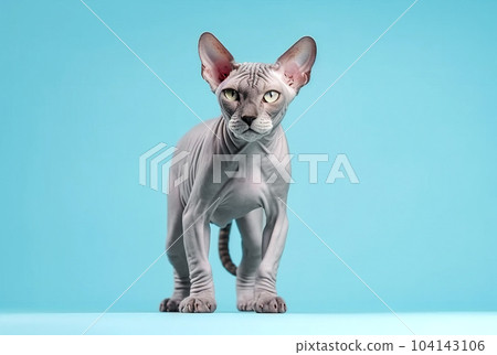 Canadian Sphynx isolated on blue background. 104143106