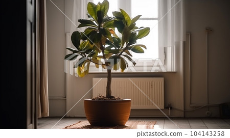 air purifying tree Used to decorate the house to give a feeling of freshness and liveliness. with natural light from the window. Generative AI air purifying tree Used to decorate the house to give a feeling of freshness and liveliness. with natural light from the window. Generative AI 104143258