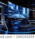 A cyber space scene with a lot of equipment - 3D rendering 104143294