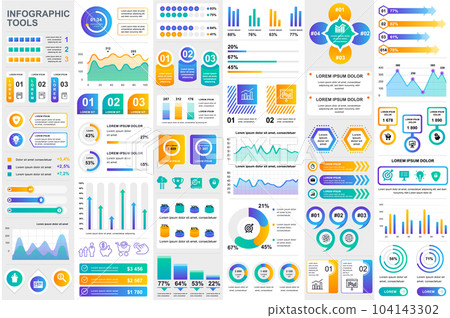 Bundle infographic elements data visualization vector design template. Can be used for steps, business processes, workflow, diagram, flowchart concept, timeline, marketing icons, info graphics. Bundle infographic elements data visualization vector design template. Can be used for steps, business processes, workflow, diagram, flowchart concept, timeline, marketing icons, info graphics. 104143302