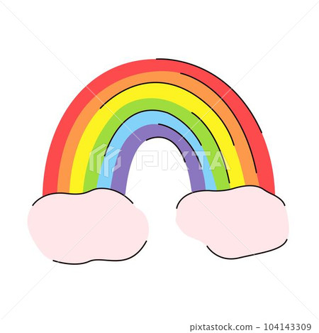 LGBT rainbow with clouds. Vector illustration isolated on a white background, cartoon, flat, doodle. LGBT rainbow with clouds. Vector illustration isolated on a white background, cartoon, flat, doodle. 104143309