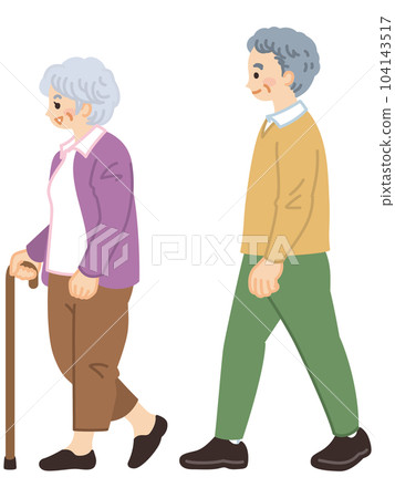Elderly couple enjoying a walk 104143517