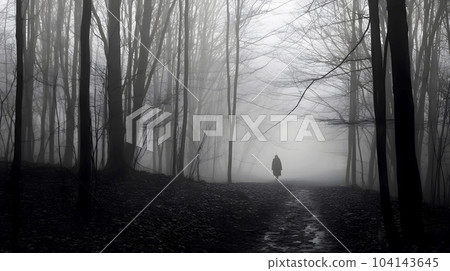 走在森林裡的女人的背影 104143645