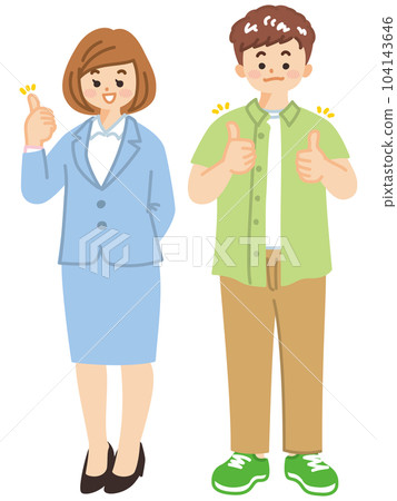 一個年輕人豎起大拇指好兆頭 104143646