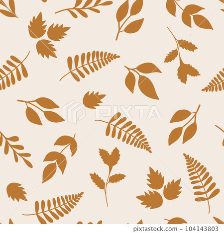 Natural seamless pattern with autumn fallen leaves of forest trees. Natural seamless pattern with autumn fallen leaves of forest trees. 104143803