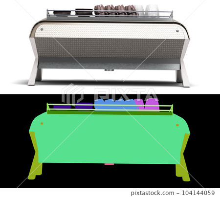 new professional coffee machine back view 3d render on white with colored alpha 104144059