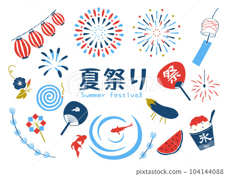 夏季材料圖標集 104144088