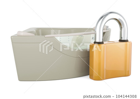 Hydromassage tub with padlock. 3D rendering 104144308
