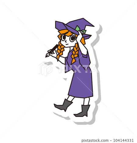 Witch illustration label purple Witch illustration label purple 104144331