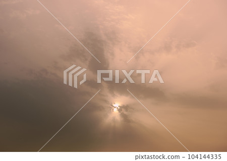 A sky, with diffused sun, clouds, colourful, A sky, with diffused sun, clouds, colourful, 104144335