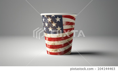 American flag on the paper coffee cup 104144463
