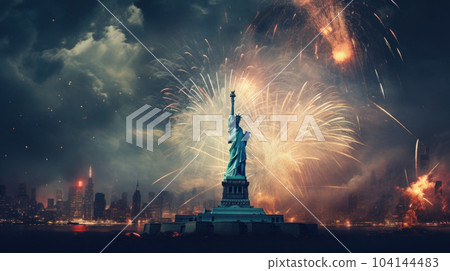 fireworks in the city of Night America 104144483