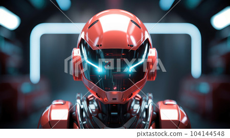 The robot wearing helmet The robot wearing helmet 104144548