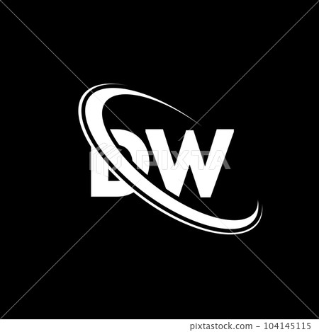DW logo. D W design. White DW letter. DW/D W letter logo design. Initial letter DW linked circle uppercase monogram logo. 104145115