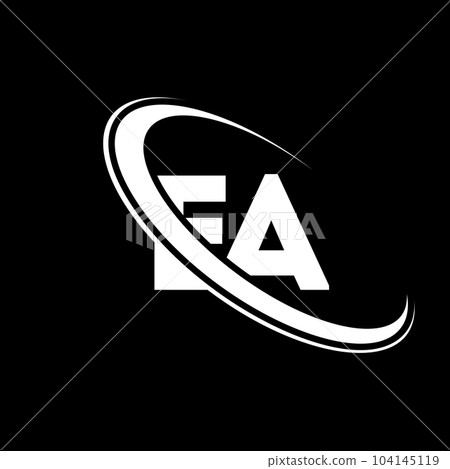 EA logo. E A design. White EA letter. EA/E A letter logo design. Initial letter EA linked circle uppercase monogram logo. 104145119