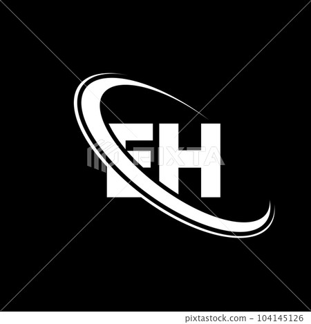 EH logo. E H design. White EH letter. EH/E H letter logo design. Initial letter EH linked circle uppercase monogram logo. 104145126