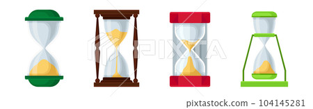 Colorful Hourglass or Sandglass as Device for Time Measure Vector Set 104145281