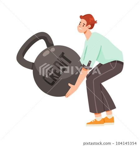 Pressure of Loan with Man Character Lift Heavy Kettlebell Vector Illustration Pressure of Loan with Man Character Lift Heavy Kettlebell Vector Illustration 104145354