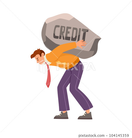 Pressure of Loan with Man Character Carry Heavy Stone on His Back Vector Illustration Pressure of Loan with Man Character Carry Heavy Stone on His Back Vector Illustration 104145359